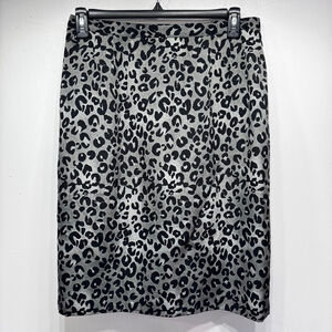 Leopard Animal Print Straight Pencil Skirt Gray Black Below the Knee Mobwife 16